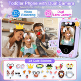 Kids Smart Phone for Girls, Christmas Birthday Gifts for Girls Age 3-10 Kids Toys Cell Phone, 2.8" Touchscreen Toddler Learning Play Toy Phone with Dual Camera, Game, Music Player, 8G SD Card (Purple)