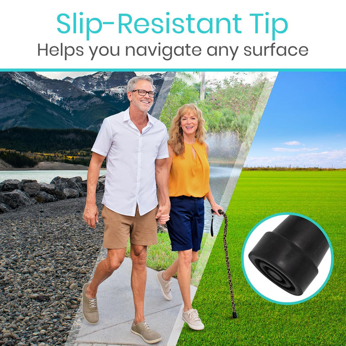 Vive Walking Cane for Women, Men, Elderly - Patented Offset Grip - Lightweight Adjustable Walking Aid with a Non-Slip Tip - Sturdy Balancing Mobility Aid for Seniors