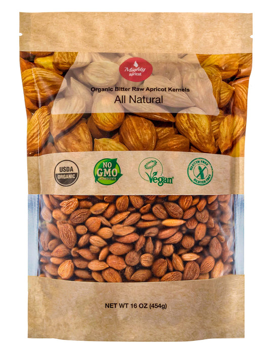 Mighty Apricot USDA Organic Bitter Apricot Seeds 16 Oz (1LB), Vitamin B17
