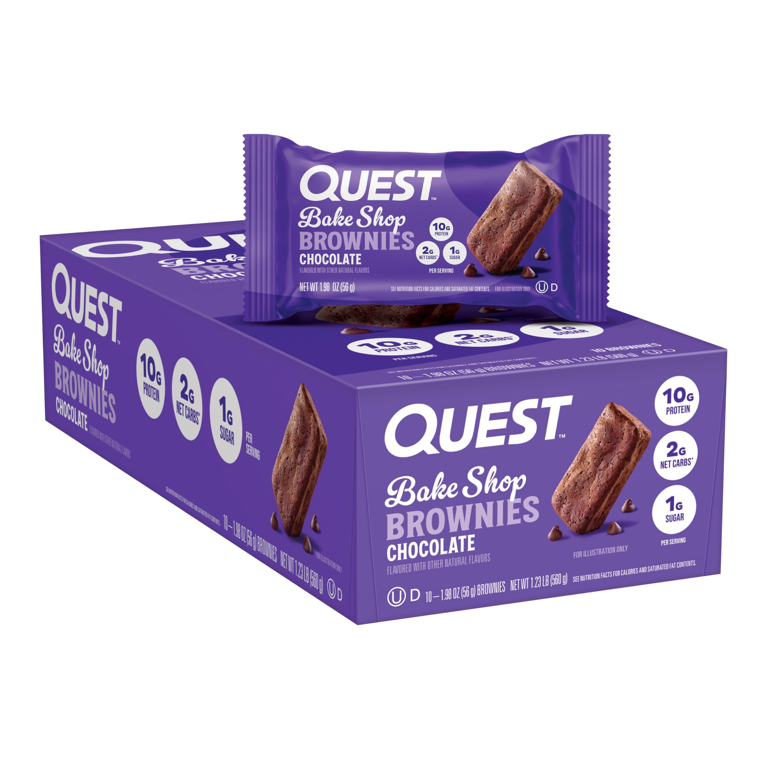 Quest Bake Shop, Chocolate Brownies, 10g Protein, 2g Net Carbs, 1g Sug