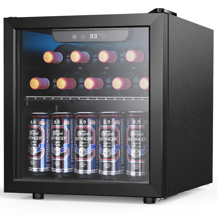 Joy Pebble Beverage Refrigerator Cooler 1.3 Cu.Ft, 12 Bottle 55 Can - Mini Fridge with Glass Door for Beer Drinks Wines,Freestanding beverage fridge with Adjustable Shelving