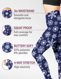 SATINA Christmas Leggings for Women - Buttery Soft Highwaisted Blue Snowflake Holiday Leggings (Plus Size)