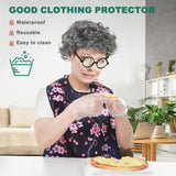 JFMkaer 3 Pack Adult Bibs for Women, Waterproof and Breathable Clothing Protector with Optional Crumb Catcher Washable Adult Bib for Elderly Seniors