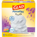 Glad ForceFlex Tall Kitchen Trash Bags, 13 Gal, Gain Lavender with Febreze, 110 Ct (Pack May Vary)