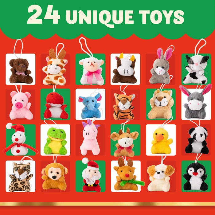 JOYIN Christmas Advent Calendar 2023 with Mini Animal Plush,24 Days Countdown Advent Calendar with 24 Different Stuffed Animals Toys For Girls, Kids Party Favors, Classroom Prizes, Xmas Gift