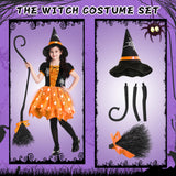 Halloween Witch Costume for Girls, Light Up Witch Dress with Hat and Broom, Toddler Witch Costumes for Role-Play Party (Orange 3-4T) over 2 years