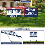 Subacy 2 PCS Trump 2024 Yard Sign 17.3 * 11.8 Inches, Double Sided Trump Yard Signs with Metal H-Stake, Take America Back Signs, Outdoor Lawn Yard Signs Decorations (Blue+White)