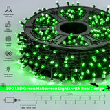 JMEXSUSS 500 LED Halloween String Lights Outdoor, 8 Modes Green Halloween Lights Plug in, 173ft Green LED Christmas Lights for Tree Garden Party Xmas Halloween Decorations