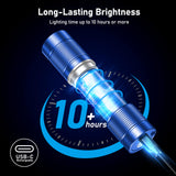 Flashlight Rechargeable,2000L High Lumens Flashlight,Super Bright Small LED Flash Light-Zoomable,Adjustable Brightness,Long Lasting for Camping,Outdoors,Christmas Gifts Men&Women-Blue