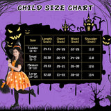 Halloween Witch Costume for Girls, Light Up Witch Dress with Hat and Broom, Toddler Witch Costumes for Role-Play Party (Orange 3-4T) over 2 years