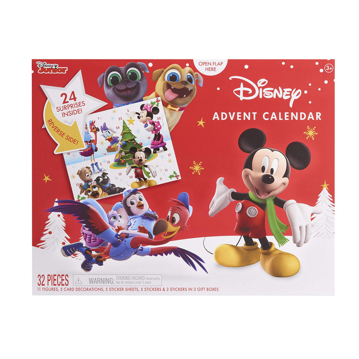 Disney Junior Advent Calendar 2021, 32 pieces, figures, decorations, and stickers, Officially Licensed Kids Toys for Ages 3 Up by Just Play