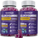 Simhould 2 Packs Glucosamine Chondroitin Gummies - 3000MG Extra Strength Joint Support Supplement with MSM & Elderberry, Flexibility, Antioxidant Immune Support Gummy for Adults, Men & Women