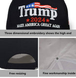 Trump 2024 Hat Donald Trump Hat Make America Great Again MAGA USA Embroidery Adjustable Baseball Cap, Black