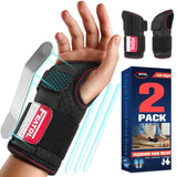 FEATOL 2 Pack Carpal Tunnel Wrist Brace For Work With Wrist Splint, Adjustable Wrist Guard Daytime Support For Women Men, Pain Relief For Pregnancy, Typing, Arthritis, Tendonitis Right Hand Left Hand, Large