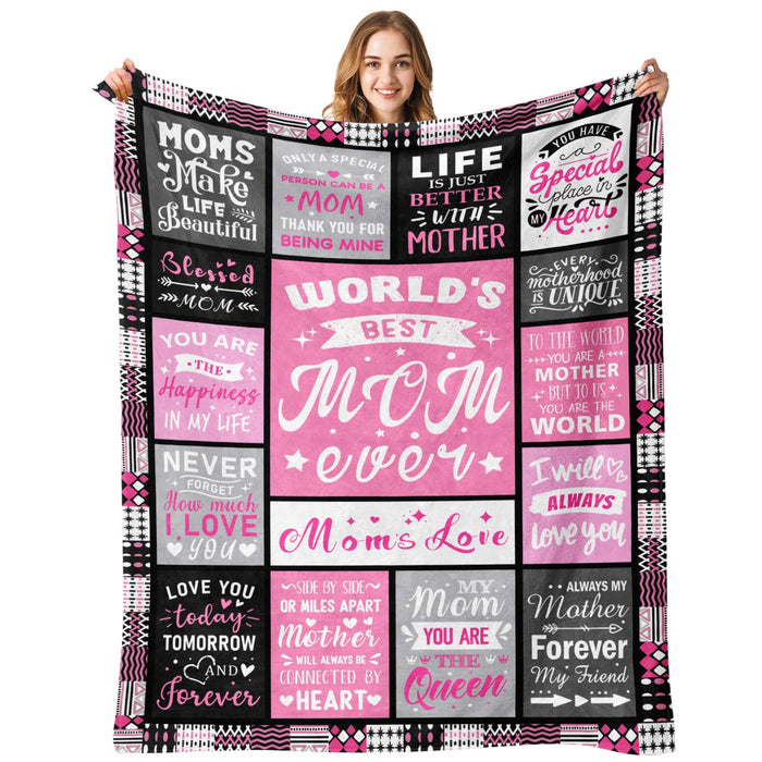 PVDSAVE Mom Birthday Gifts from Daughter, Best Mom Ever Blanket 50"x60"