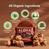 ALOHA Organic Plant Based Protein Bars - Chocolate Chip Cookie Dough - 12 Count, 1.9oz Bars - Vegan Snacks, Low Sugar, Gluten-Free, Low Carb, Paleo, Non-GMO, Stevia-Free, No Sugar Alcohols