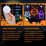 LOLStar Halloween Decorations 3 Pack Orange Pumpkin, White Skull, Purple Tombstone Halloween Window Lights with Suction Cup, Battery Operated Halloween Lights with Slow Fade Mode and Timer Function