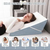 FSCGIFE Bed Wedge Pillow for Sleeping, 9&12 Inch Adjustable Pillow Wedge Acid Reflux Pillow, 7-in-1 Memory Foam Wedge Pillow for Back Pain Relief, Gerd, Snoring