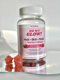 Oh My Glow! Hair, Skin & Nails + Marine Collagen – Gluten-Free, Non-GMO Gummies, Raspberry Pomegranate