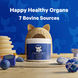 DNA PET Happy Healthy Organs & Glands Supplement For Cats, Freeze-Dried Raw Bovine Liver Grass-Fed Bone Marrow Heart Kidney Pancreas, Bovine Thymus Iron Multi Organ Powder, Joints Cat Vitamins 1.48 oz