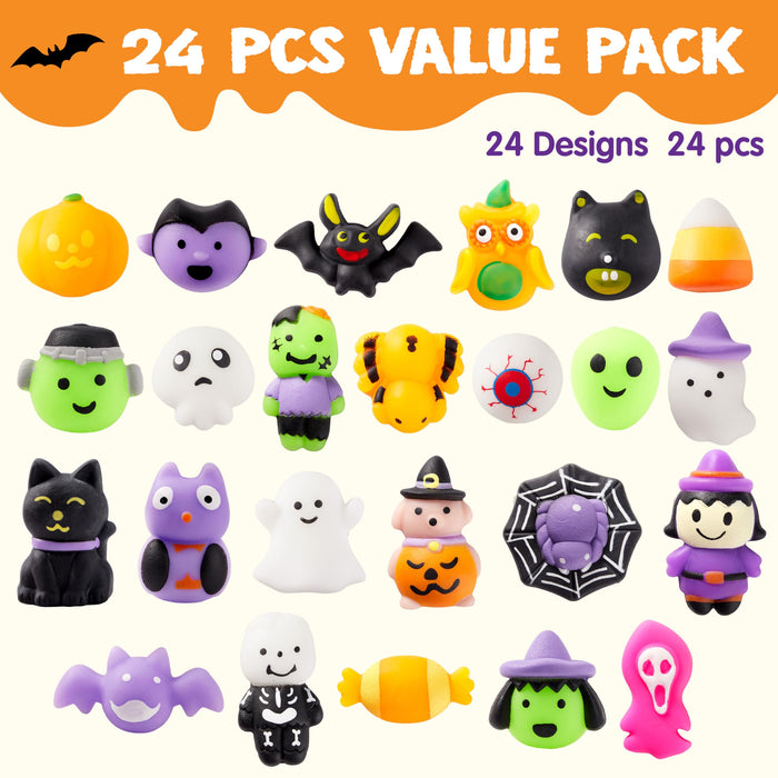 JOYIN 24 Pcs Halloween Mochi Squishy Toys, Halloween Classies Character Squishy Toys for Halloween Christmas Party Favors, Boys & Girls Birthday Gifts, Classroom Prize, Goodie Bag