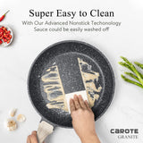 CAROTE Nonstick Frying Pan Skillet,8" Non Stick Granite Fry Pan with Glass Lid, Egg Pan Omelet Pans, Stone Cookware Chef's Pan, PFOA Free (Classic Granite, 8-Inch)