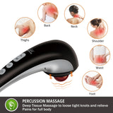 Snailax Cordless Handheld Back Massager - Rechargeable Percussion Massage with Heat, Deep Tissue Massager for Neck Shoulder Waist Leg Foot Back, Portable Wand Massager for Full Body