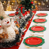 COLOSUS Disposable Plastic Plates 60Pcs, Red Party Plates, Heavy Duty 30 Dinner plate 10.5” and 30 Salad/Dessert Plate 8.25” for party dinner