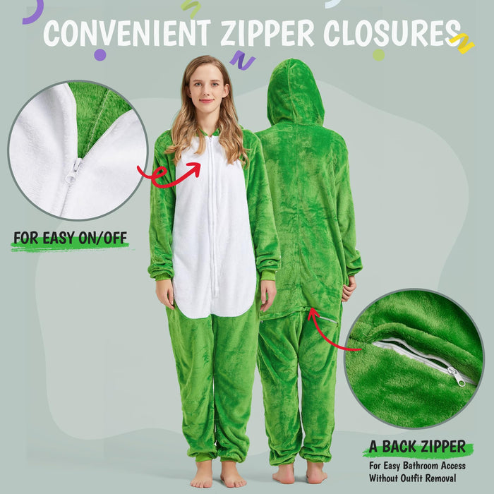 SISKIN Animal Onesie Adult - Frog Halloween Costumes for Women Men Couples Halloween Pajamas Cosplay Animal Onesies XL