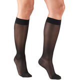 Truform Sheer Compression Stockings, 15-20 mmHg, Women's Knee High Length, 20 Denier, Black, 2X-Large