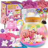 Unicorn Terrarium Crafts Kit for Kids-LED Night Light Up & Remote Unicorn Birthday Gifts Toys for Girls Ages5 6 7 8 9 10 Year Old-Christmas Gifts for Girls