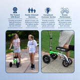KneeRover GO Hybrid - Most Compact All Terrain Knee Scooter for Adults for Foot Surgery Heavy Duty Knee Walker for Broken Ankle Foot Injuries Recovery Leg Scooter Best Knee Crutch Alternative (Green)