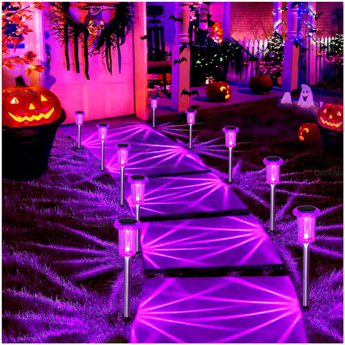 DenicMic Solar Halloween Lights Outdoor Waterproof 10 Pack Halloween Decor