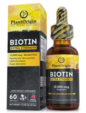 PLANTORIGIN Extra-Strength 15000mcg Biotin Liquid Vitamin Drops - Supports Hair Growth, Glowing Skin & Strong Nails, Alcohol-Free & Kosher, Berry Flavor - 5X Better Absorption, 60 Servings