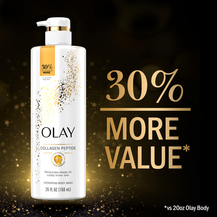 Olay Cleansing & Firming Body Wash with Vitamin B3 and Collagen, 26 fl oz (Pack of 4)