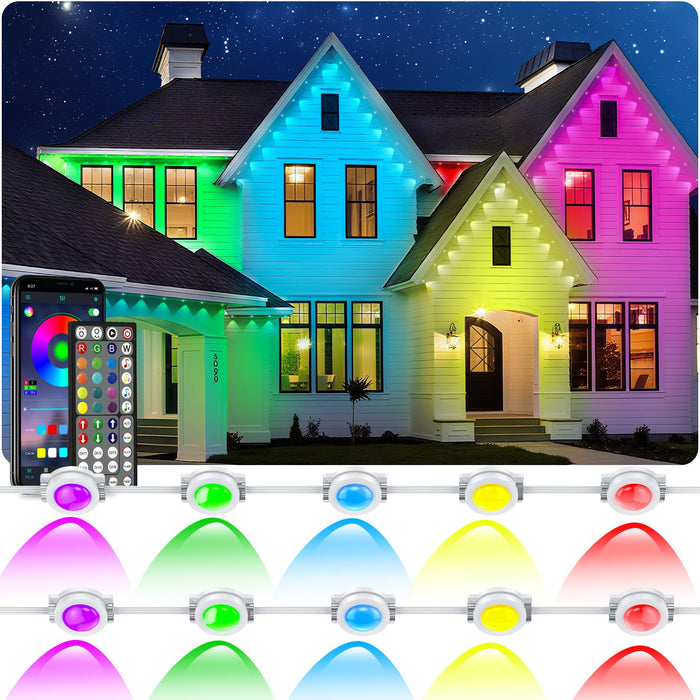 INZIDOL 100FT Permanent Outdoor Lights, IP67 Waterproof,for House Roof, Christmas, Holiday, Party, Daily Lighting, Smart RGB Outdoor Lights with Remote APP Control & DIY Scenes