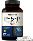 NatureBell P5P Vitamin B6 100mg Per Serving, 240 Capsules | Activated Pyridoxal 5 Phosphate Supplements – Essential B Vitamins for Brain & Memory Health – Non-GMO