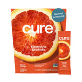 Cure Hydration | Plant-Based Electrolyte Drink Mix | No Added Sugar | Dehydration Relief Powder Made with Coconut Water | Non-GMO | Vegan | FSA & HSA | Pouch of 14 Packets - Blood Orange