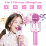 Ankuka Kids Karaoke Microphone 2 Pack, Wireless Bluetooth Karaoke Microphone for Singing Portable Handheld Mic Speaker Machine, Christmas Birthday Gifts for Girls Boys Ages 4-12(Blue & Pinkcolor)