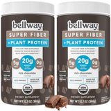 Bellway Super Fiber + Protein Powder (2 Pack), Sugar-Free Organic Psyllium Husk Fiber Supplement Powder with 20g Plant Protein Per Serving, Rich Chocolate, 24.14 oz