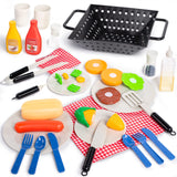 JOYIN 34 PCS Kitchen Toy Set, Toy BBQ Grill Set, Cooking Toy Set, Little Chef Play, Kids Grill Playset Interactive BBQ Toy Set for Kids, Christmas Birthday Gift for Boys Girls Kids