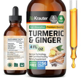 Turmeric and Ginger Supplement Tincture - Turmeric Curcumin Immune Support Drops - Organic Turmeric Supplement with Black Pepper - High Potency Vegan Formula - 4 Fl.Oz.