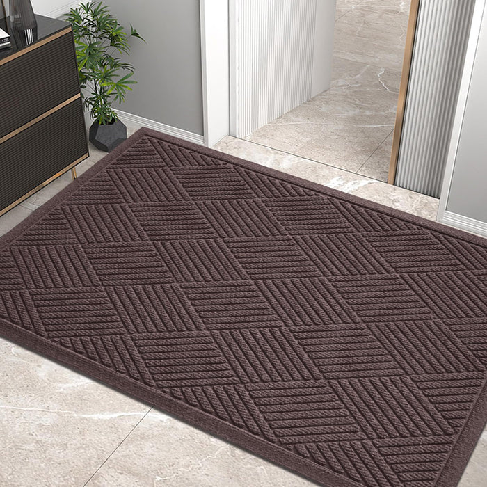 HIYARD Sturdy Front Door Mat, Absorbent Muddy Dirt Resist Welcome Door Mats Outdoor Indoor, Stain and Fade Resistant, Non-Slip Rubber Backing Low Profile Doormat for Entryway, 60×36, Coffee