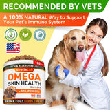 StrellaLab Omega 3 for Dogs - (180Ct) Fish Oil Treats - Allergy & Itch Relief Skin&Coat Supplement - Dry Itchy Skin, Shedding, Hot Spots Treatment, Anti Itch - Pet Salmon Oil Chews - Salmon Flavor