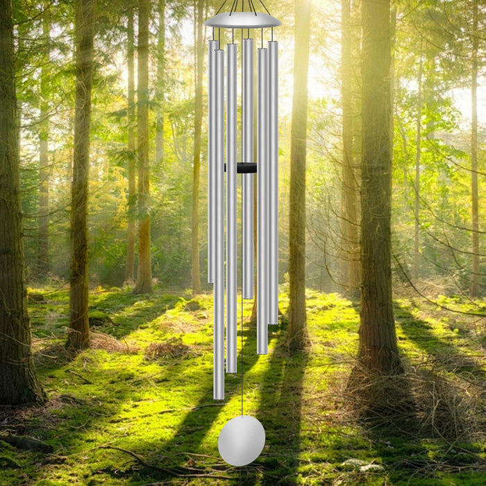 66" Extra Large Wind Chimes for Outside Deep Tone, 6 Thick and Bold Aluminum Tubes Tuned Relaxing Melody Wind Chime, Big Wind Chimes for Garden Patio Decor, Great Gift Idea for Mother's Day (Silver)