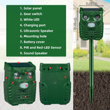 1Pcs Ultrasonic Animal Repellent Outdoor Solar Animal Repeller with Motion Sensor&LED Strobe Light Waterproof Cat Repellent Deer Repellent Devices Dog Deterrent Skunk Repellent for Yard Farm