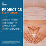 Dr. Tobias Probiotics for Women, 5 Billion CFUs with Cranberry Extract for Feminine Support, Gut Health & Urinary Tract Health for Women, Prebiotics and Probiotics for Women, 60 Capsules, 30 Servings