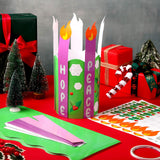 Buryeah 24 Set Christmas Advent Wreath Craft Kits for Kids Stand Up Advent Wreath Craft Kits with Christ Joy Peace Love Hope Candle Stickers Holly Leaves Berry Stickers for Christmas Advent Activities