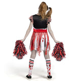 Spooktacular Creations Zombie Halloween Cheerleader Costume, Girls Scary Cheerless Costume, Kids Dead Cheerleading Outfit for Halloween Role Play Themed Parties, Red Black, XL