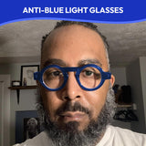 Round Reading Glasses (2.0 x) For Women/Men With Blue Light Blocking Protection,Flexible Spring Hinge Blue Blockers Computer Readers Anti Glare Bluelight Filter Eye Strain Eyeglasses,Blue